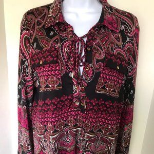 BCBG Maxazria Multi-Burgundy Tones Blouse
